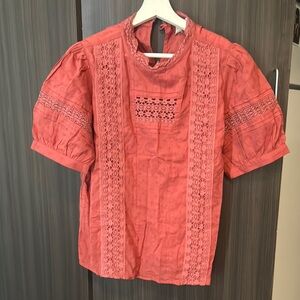 Universal Thread Coral Blouse with Lace Detail